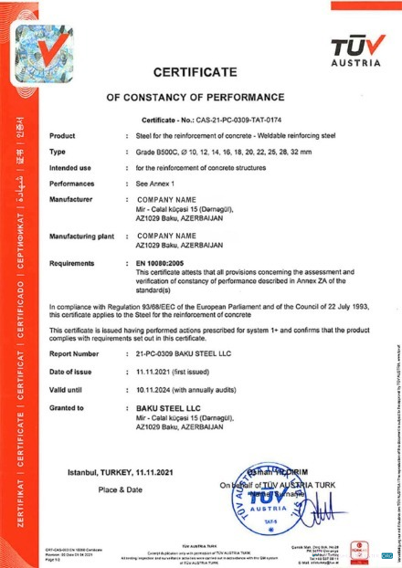 Download Austria Certificate of Constancy of Performance Photoshop template